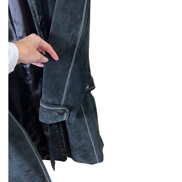 Georgiou Studios Vintage Black Suede Fur Trim Coat Size: 10 - Picture 7 of 14
